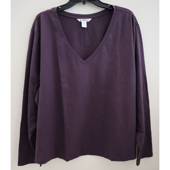 Athleta 413178-04 Women's Sz 3X Iris Purple Essential V-Neck Long Sleeve Top - Picture 1 of 6